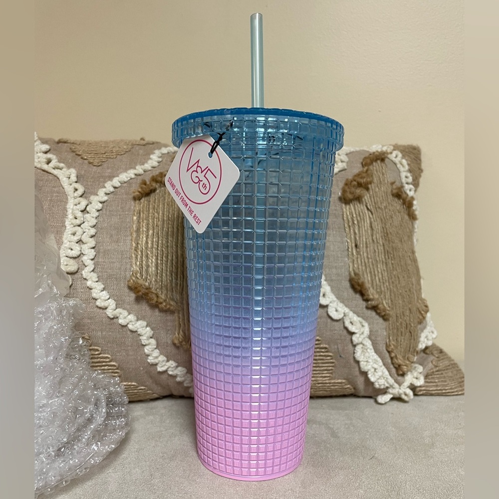 Two-Tone Pink and Blue Square Cut Tumbler/Cup